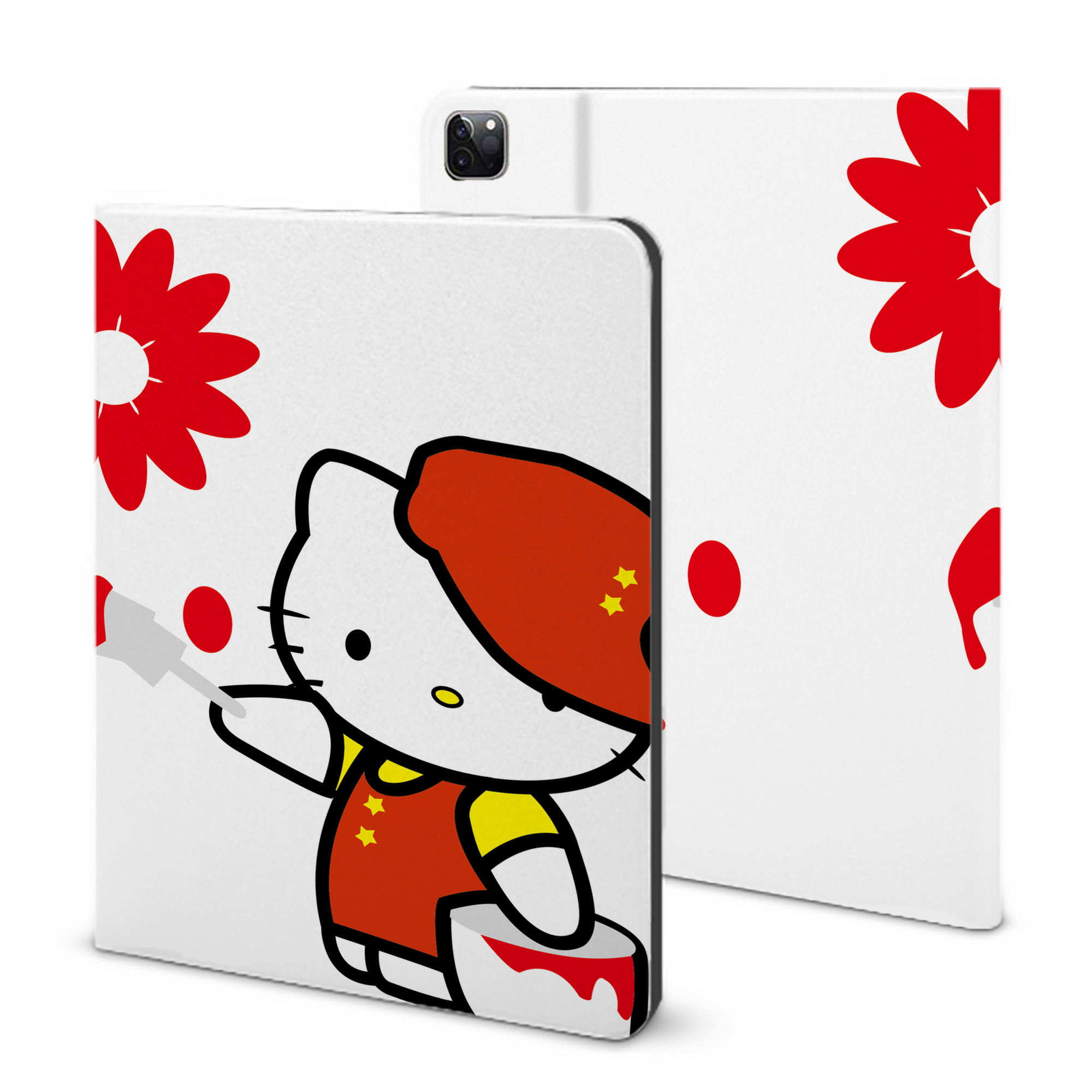 （画像用） Hello Kitty ハローキティ IPad ケース ブック型 PUレザー TPU 耐衝撃 軽量 薄型 ペン収納なし 全面保護 IPad 各モデル対応